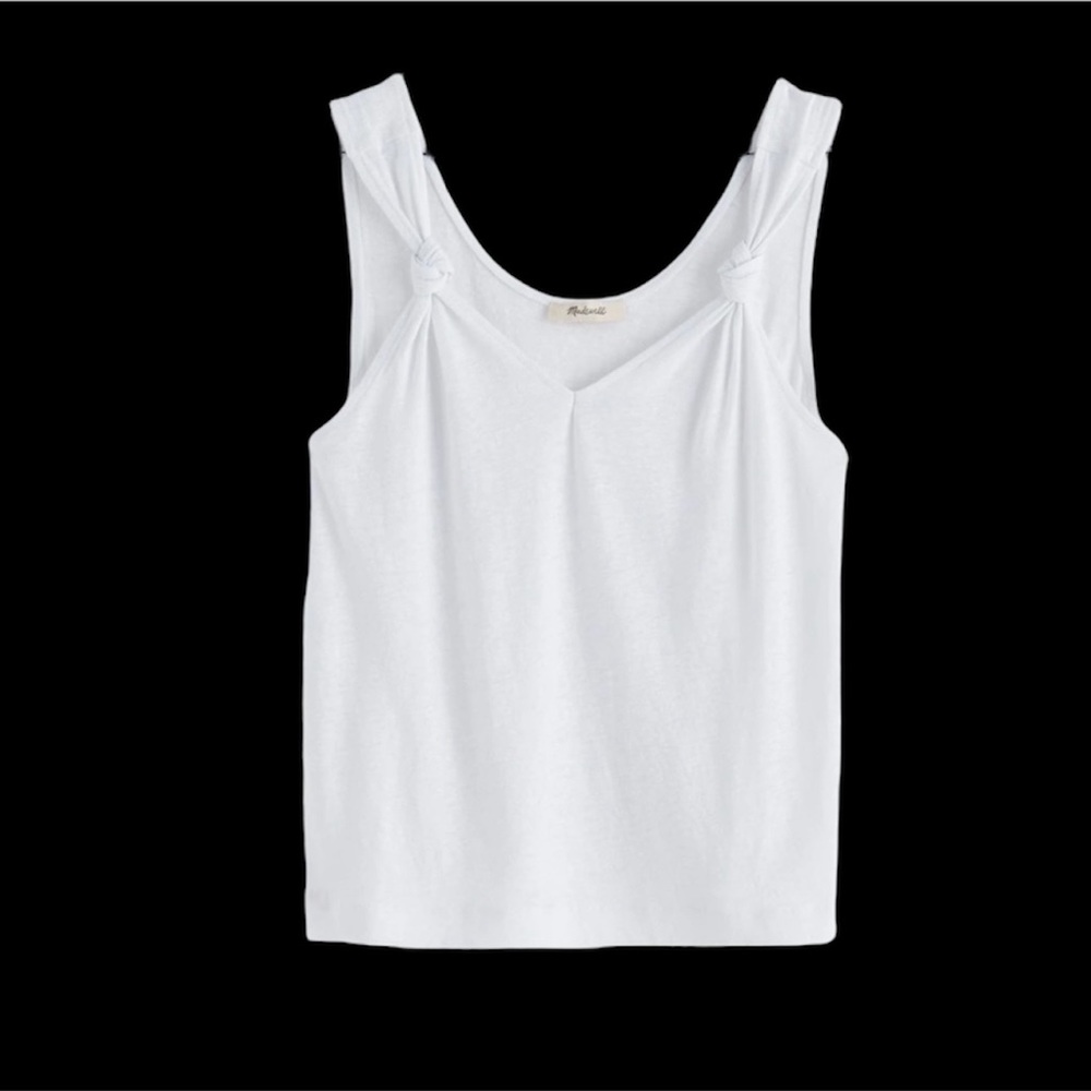 Madewell Knotted-Strap Tank Top in Eyelet White Medium